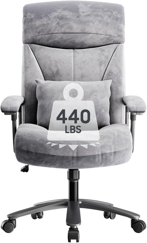 Bürostuhl Ergonomisch 200KG, 360 ° drehbar, Grau Cord Stoff