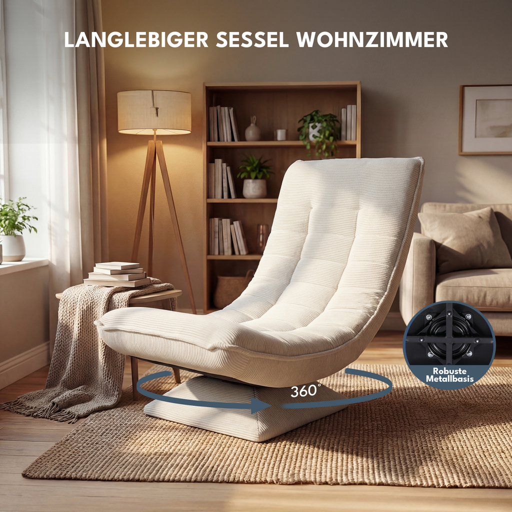 360° Drehbar Sessel Wohnzimmer Verstellbare Rückenlehne