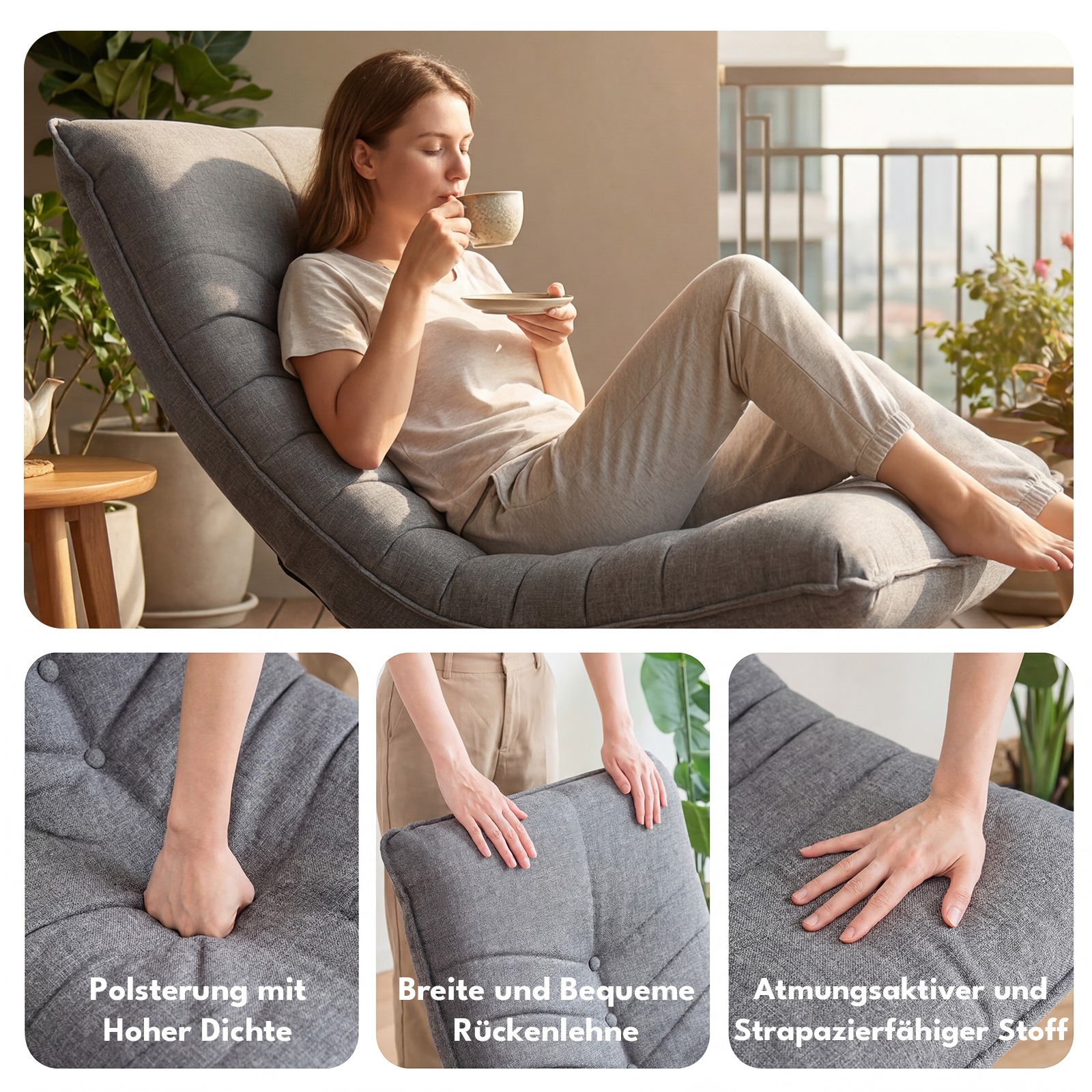 360° Drehbar Sessel Wohnzimmer Verstellbare Rückenlehne