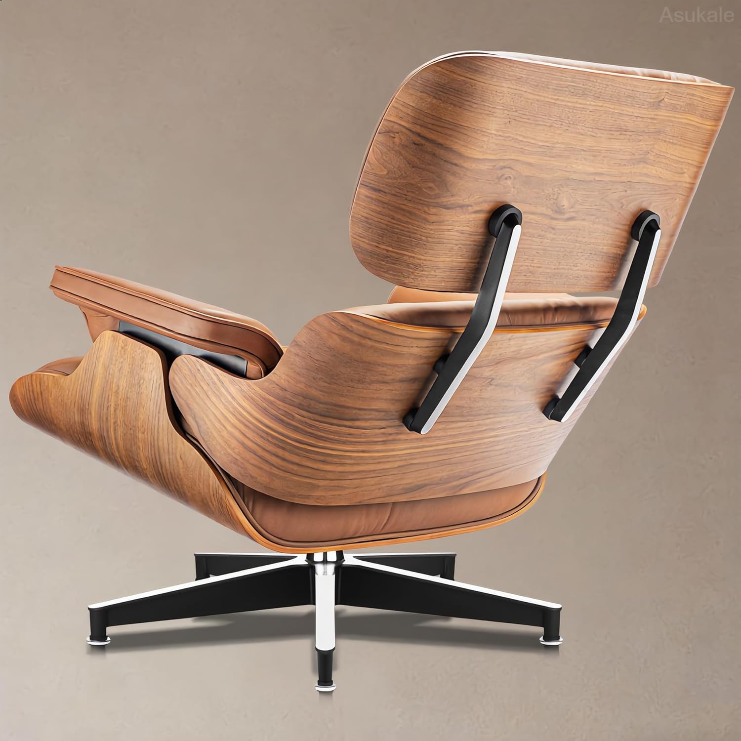 Leder Relaxsessel mit Hocker, Fester Neigungswinkel von 105°, TV-Sessel mit Gepolstertem Kissen