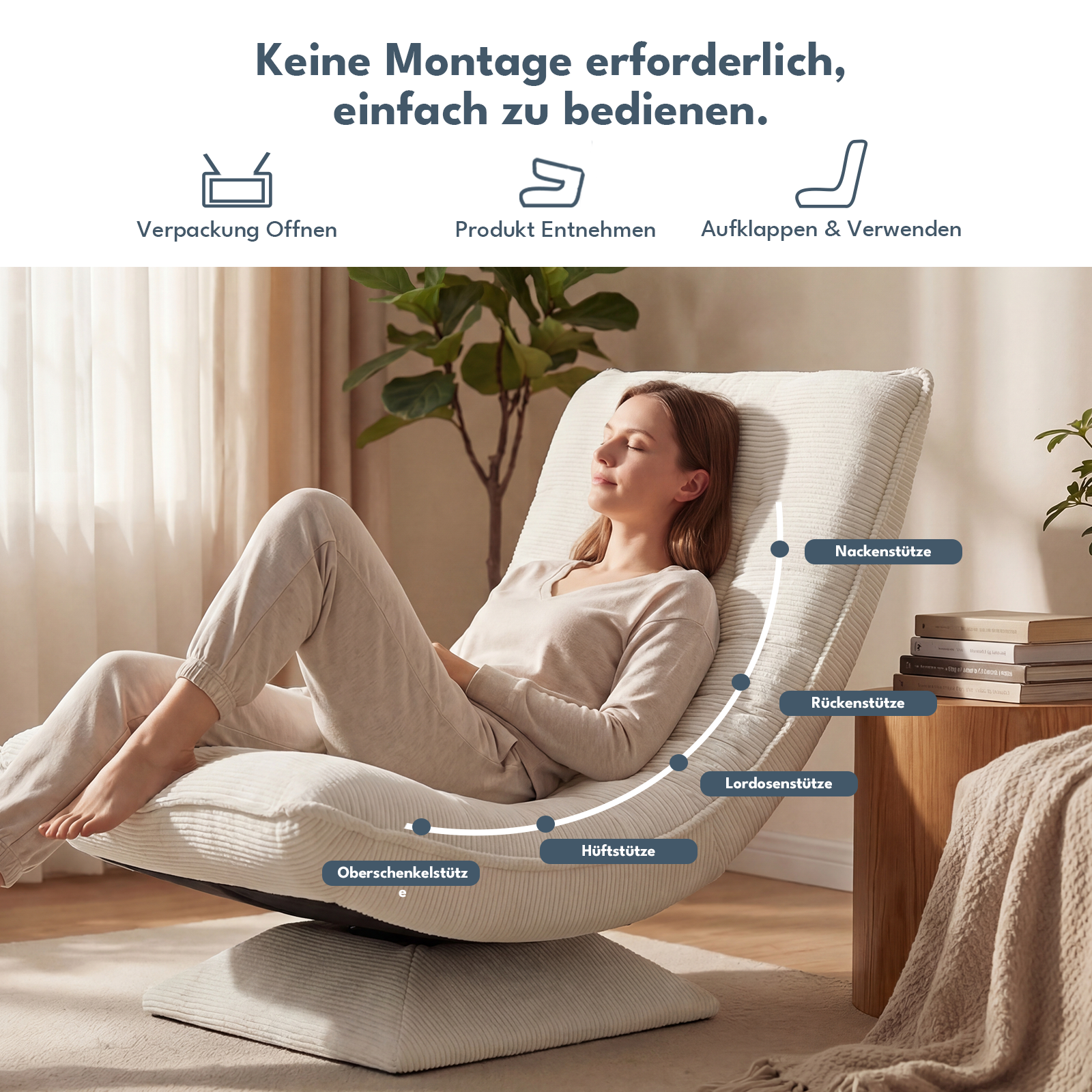 360° Drehbar Sessel Wohnzimmer Verstellbare Rückenlehne