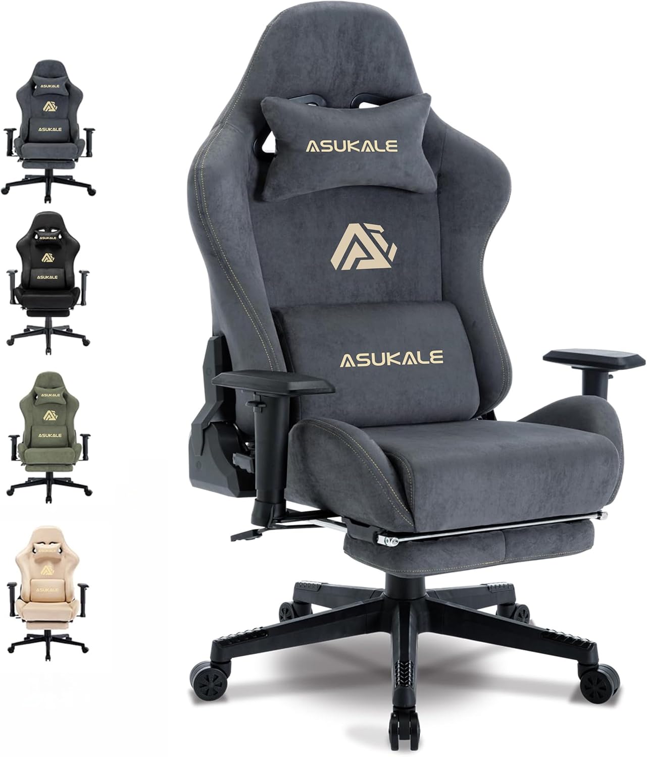 Gaming-Stuhl, atmungsaktiver, ergonomischer Bürostuhl, weich wie Fell, verstellbar und drehbar, mit Fußstütze
