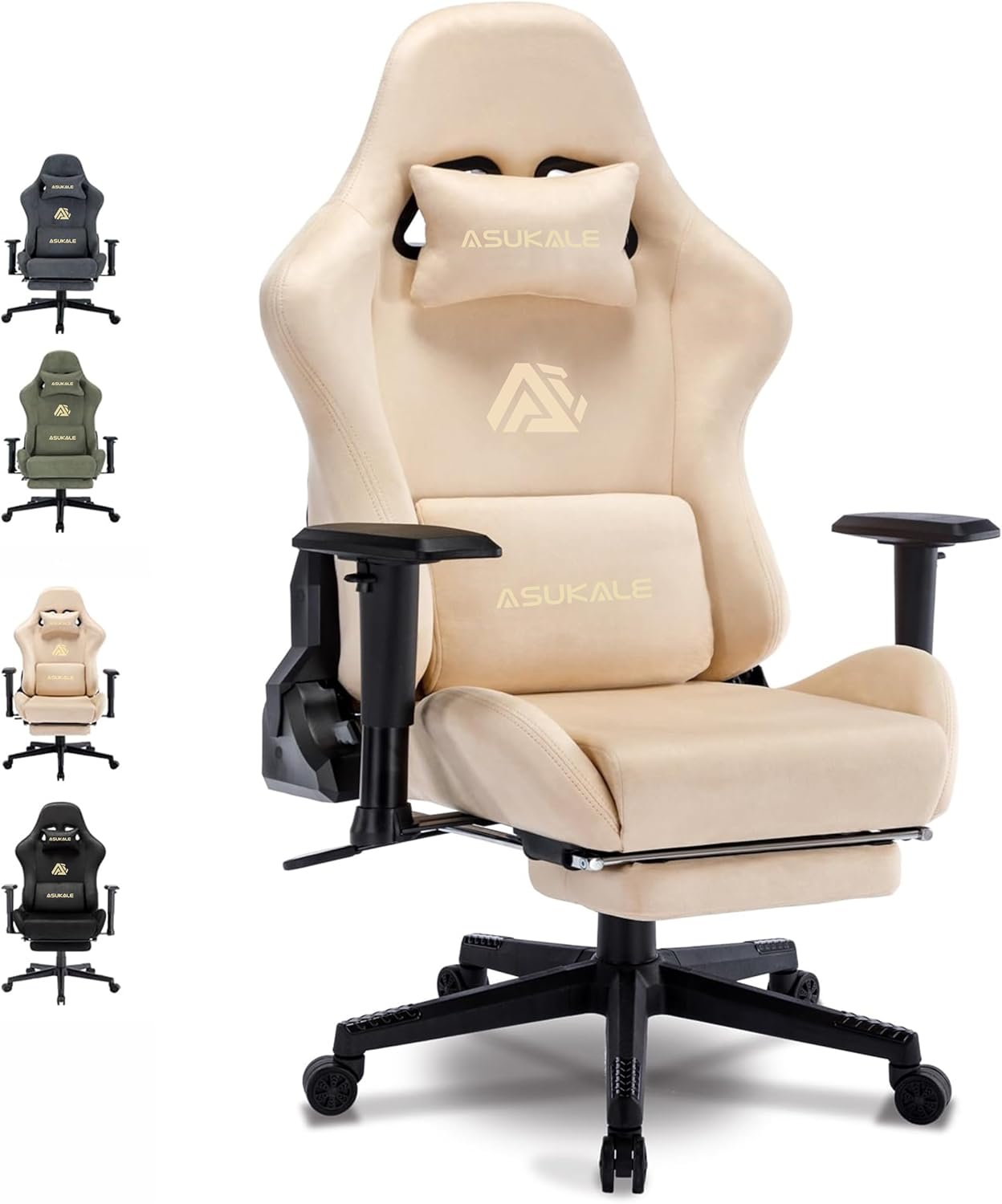 Gaming-Stuhl, atmungsaktiver, ergonomischer Bürostuhl, weich wie Fell, verstellbar und drehbar, mit Fußstütze
