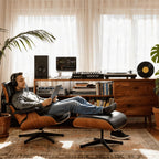 ASUKALE Leder-Relaxsessel mit Hocker - Ergonomischer TV-Sessel mit 105° festem Neigungswinkel & extra dickem Kissen