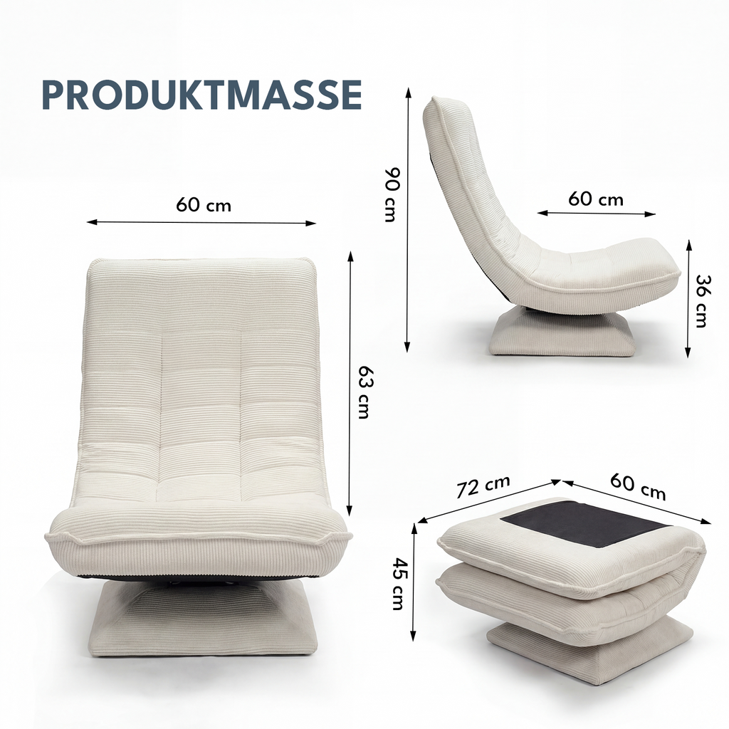 360° Drehbar Sessel Wohnzimmer Verstellbare Rückenlehne